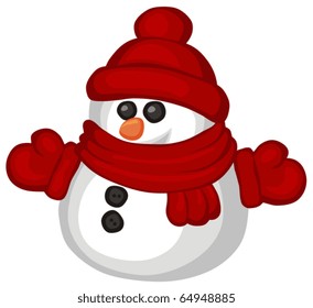 Vector illustration of funny snowman cartoon style