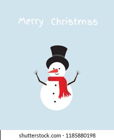 vector illustration of a funny snowman. Christmas, New Years background. 