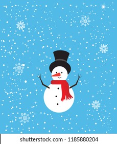 vector illustration of a funny snowman. Christmas, New Years background. 