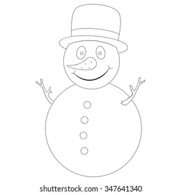 Ilustración vectorial de un muñeco de nieve gracioso en un fondo blanco
