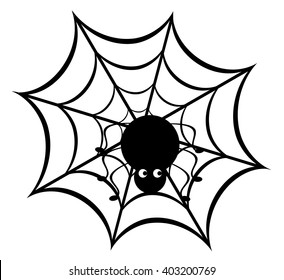 vector illustration of a funny spider on web