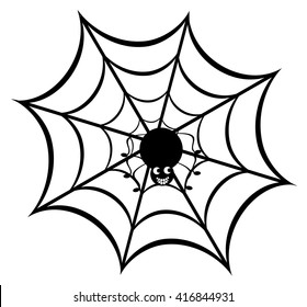 vector illustration of a funny spider and web