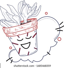  Ilustración vectorial. chistoso suculento. flor en una olla