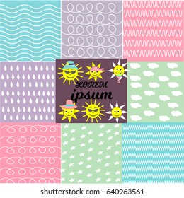 Vector Illustration a funny suns on the background textures
