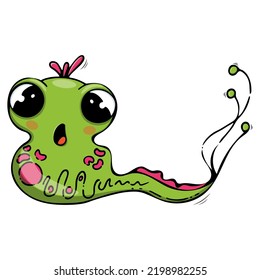 Vector illustration of funny tadpole character
