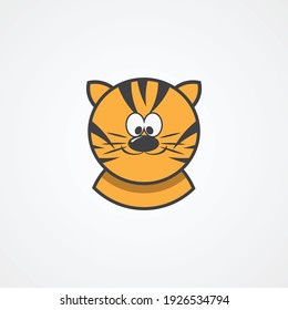 Vector illustration, funny tiger in flatdesign on white background