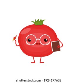 Vektorgrafik mit lustiger Tomate, verschiedene Charaktergefühle. süße Gemüsesymbol. Cartoon flach Stil. Aufkleber