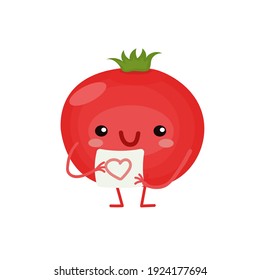 vector illustration with funny tomato, various character emotions. cute vegetables icon. cartoon flat style. stickers