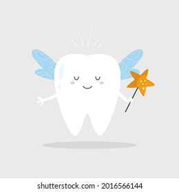 Vector Illustration Funny Tooth Fairy Wings Stock Vector (Royalty Free ...