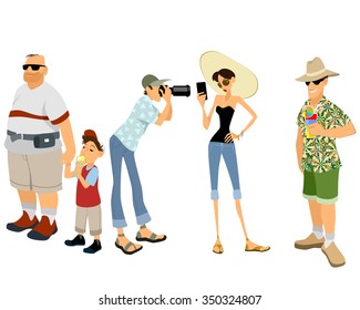 Vector illustration of a funny tourist set