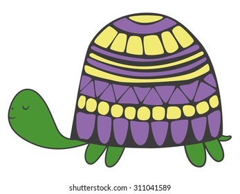 The vector illustration with funny turtle