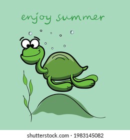 Vector illustration of funny turtlein cartoon style