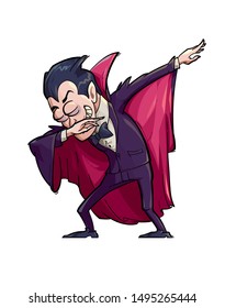 Vector Illustration of a Funny Vampire Doing the Dab Move. 