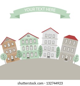 Vector illustration of funny vintage houses