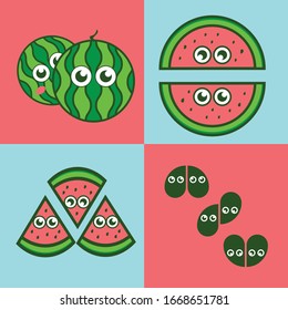 Vector illustration of funny watermelon