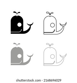 Vector illustration of a funny whale, color black and gray