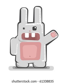 Vector illustration of funny white rabbit