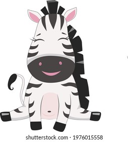 Vector illustration of funny zebra in cartoon style