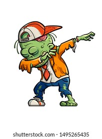 Vector Illustration of a Funny Zombie Doing the Dab Move. 