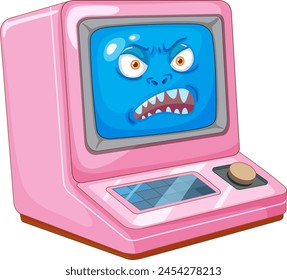 Vector illustration of a furious computer character