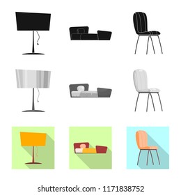 Vector illustration of furniture and apartment icon. Set of furniture and home stock symbol for web.