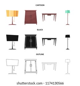 Vector illustration of furniture and apartment icon. Collection of furniture and home vector icon for stock.