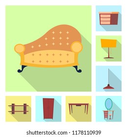 Vector illustration of furniture and apartment icon. Set of furniture and home stock vector illustration.