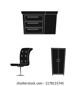 Vector illustration of furniture and apartment icon. Collection of furniture and home stock symbol for web.