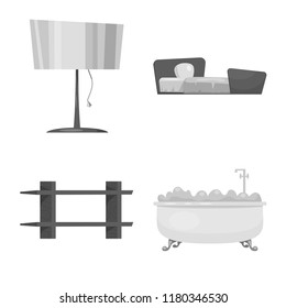 Vector illustration of furniture and apartment icon. Set of furniture and home stock symbol for web.