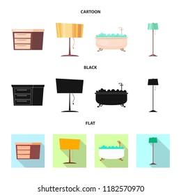 Vector illustration of furniture and apartment icon. Set of furniture and home stock symbol for web.