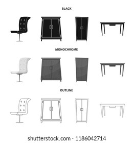 Vector illustration of furniture and apartment icon. Collection of furniture and home stock vector illustration.