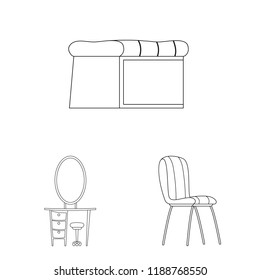 Vector illustration of furniture and apartment icon. Collection of furniture and home stock vector illustration.