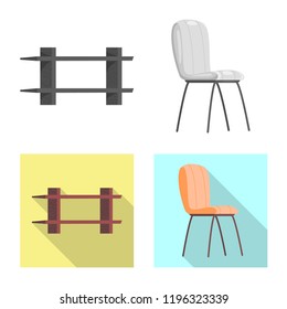 Vector illustration of furniture and apartment icon. Set of furniture and home stock symbol for web.