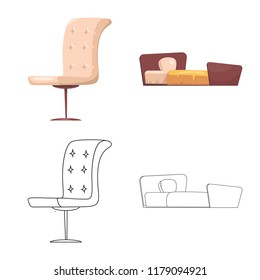 Vector illustration of furniture and apartment logo. Set of furniture and home stock symbol for web.