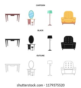 Vector illustration of furniture and apartment logo. Set of furniture and home stock vector illustration.