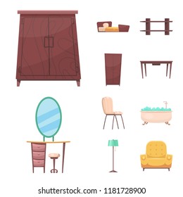 Vector illustration of furniture and apartment logo. Collection of furniture and home vector icon for stock.