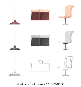 Vector illustration of furniture and apartment logo. Set of furniture and home vector icon for stock.