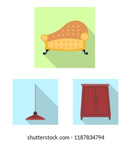 Vector illustration of furniture and apartment logo. Collection of furniture and home stock symbol for web.