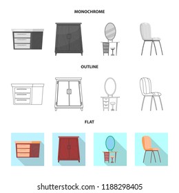 Vector illustration of furniture and apartment logo. Collection of furniture and home stock vector illustration.