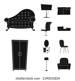 Vector illustration of furniture and apartment logo. Set of furniture and home vector icon for stock.
