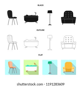 Vector illustration of furniture and apartment logo. Collection of furniture and home stock vector illustration.