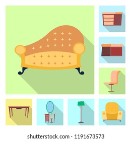 Vector illustration of furniture and apartment logo. Set of furniture and home vector icon for stock.