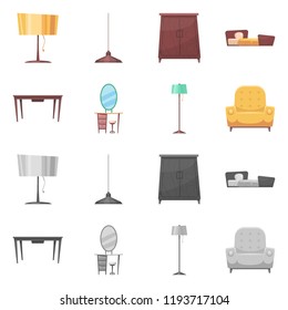 Vector illustration of furniture and apartment logo. Collection of furniture and home vector icon for stock.