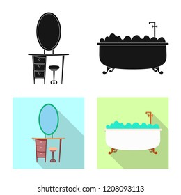 Vector illustration of furniture and apartment logo. Collection of furniture and home stock symbol for web.