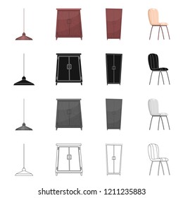 Vector illustration of furniture and apartment logo. Set of furniture and home stock symbol for web.