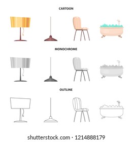 Vector illustration of furniture and apartment logo. Collection of furniture and home vector icon for stock.