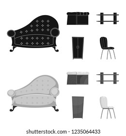 Vector illustration of furniture and apartment logo. Set of furniture and home vector icon for stock.
