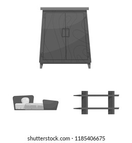 Vector illustration of furniture and apartment sign. Collection of furniture and home vector icon for stock.