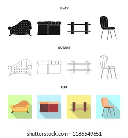 Vector illustration of furniture and apartment sign. Collection of furniture and home vector icon for stock.