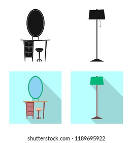 Vector illustration of furniture and apartment sign. Collection of furniture and home vector icon for stock.